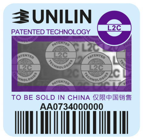 Purple Unilin label
